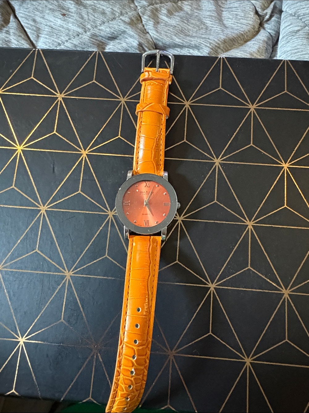 Joan River  Orange Leather Strap Watch - Unbranded